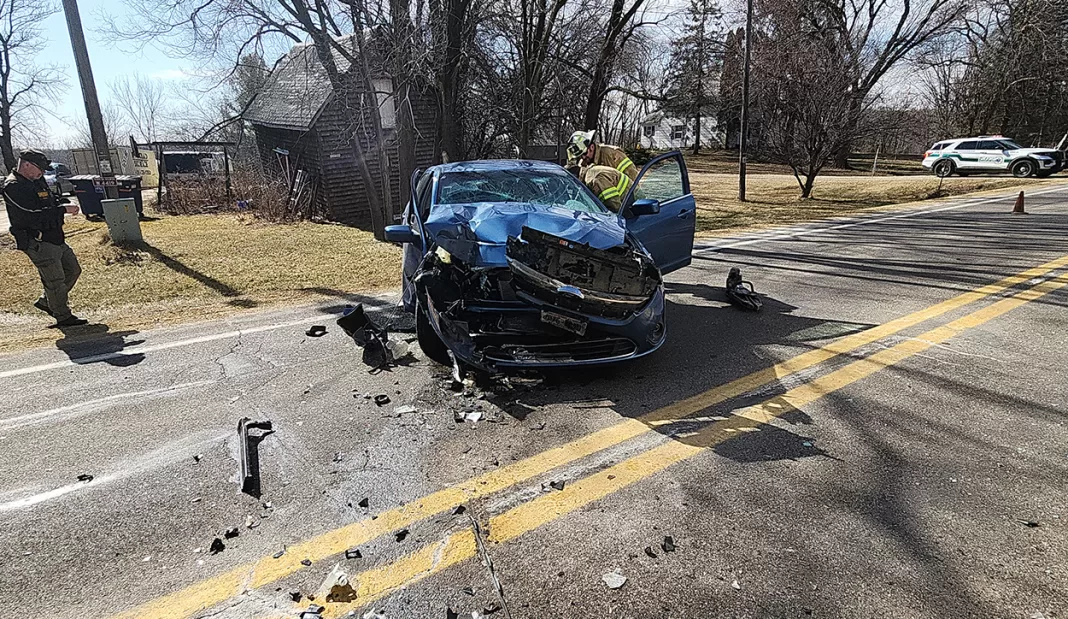 This is the 2010 Ford Fusion driven by Duinia Kurrelmeyer, that had been traveling westbound on State Highway 29 near 1090th St when she struck a parked 2013 Ford F350 with an attached trailer that was partially in the roadway. Submitted photo